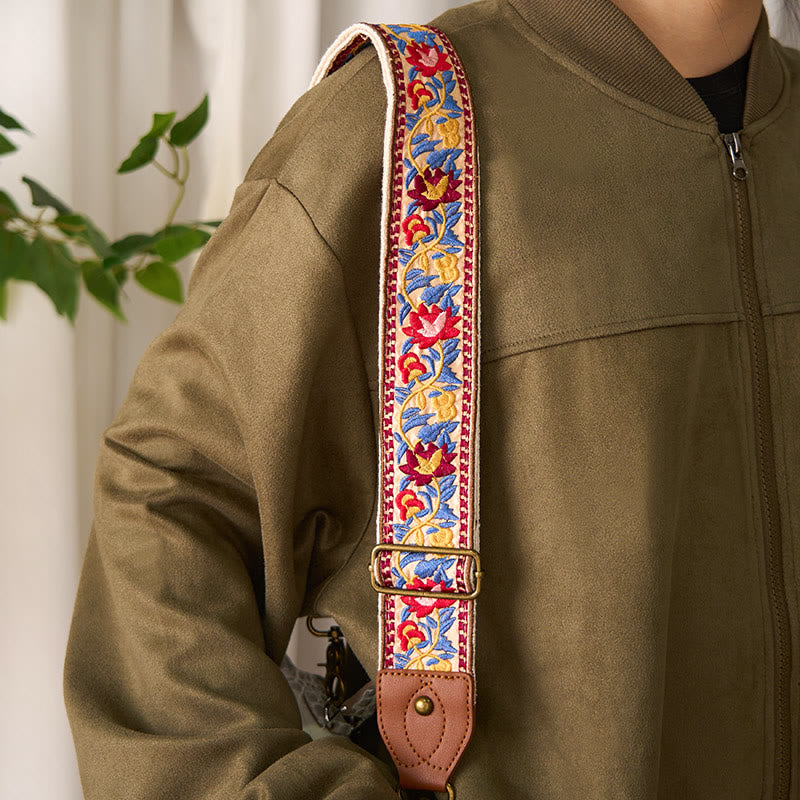 Nimara Ritual Bohemian Flower Vine Geometric Embroidery Adjustable Handbags Crossbody Shoulder Bag Purse Straps Replacement