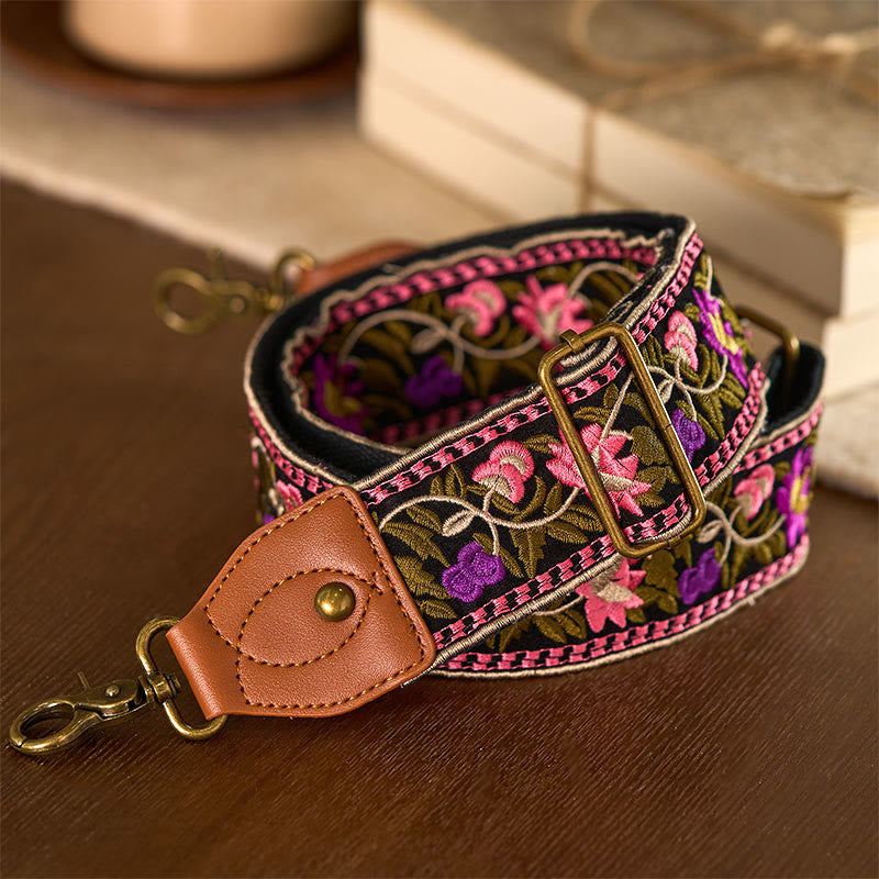 Nimara Ritual Bohemian Flower Vine Geometric Embroidery Adjustable Handbags Crossbody Shoulder Bag Purse Straps Replacement