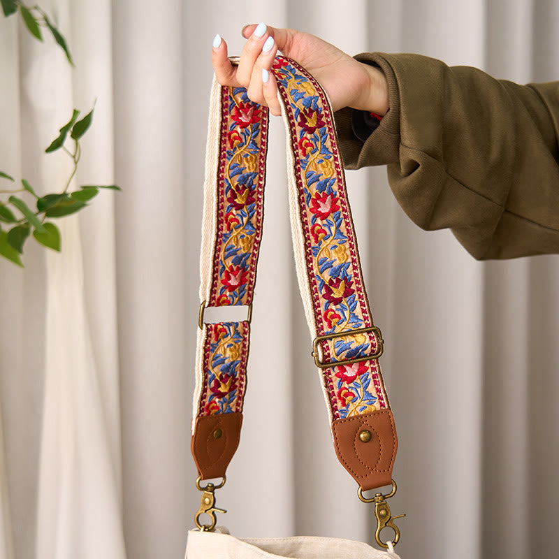 Nimara Ritual Bohemian Flower Vine Geometric Embroidery Adjustable Handbags Crossbody Shoulder Bag Purse Straps Replacement