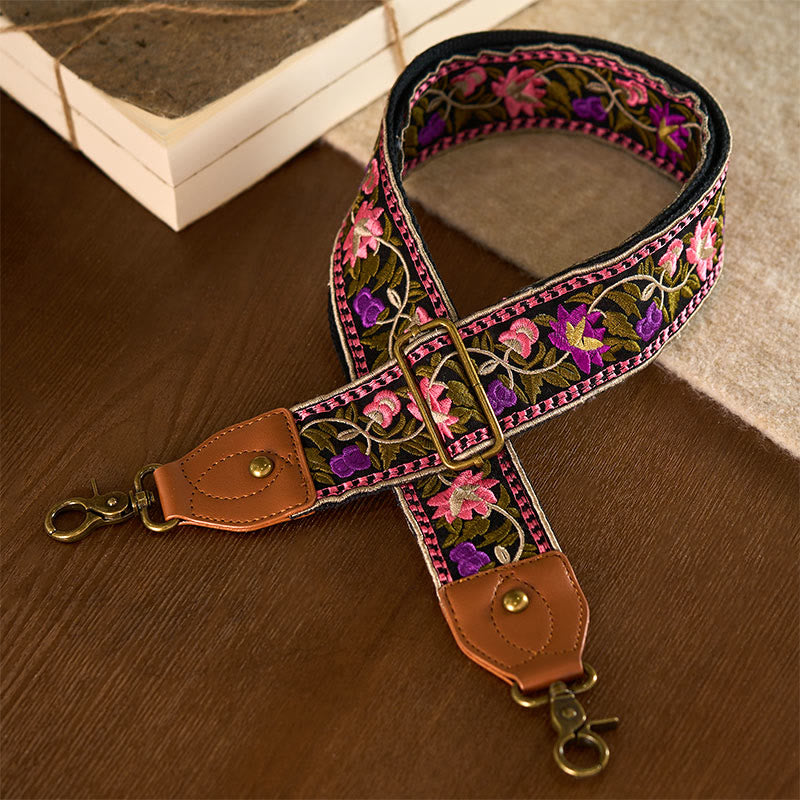 Nimara Ritual Bohemian Flower Vine Geometric Embroidery Adjustable Handbags Crossbody Shoulder Bag Purse Straps Replacement
