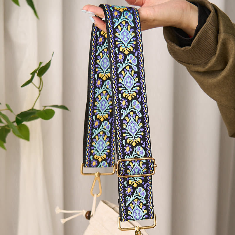 Nimara Ritual Bohemian Flower Geometric Stripes Embroidery Adjustable Handbags Crossbody Shoulder Bag Purse Straps Replacement