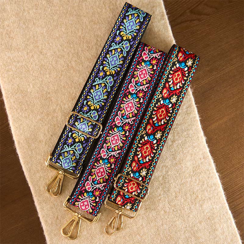 Nimara Ritual Bohemian Flower Geometric Stripes Embroidery Adjustable Handbags Crossbody Shoulder Bag Purse Straps Replacement