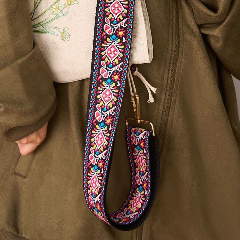 Nimara Ritual Bohemian Flower Geometric Stripes Embroidery Adjustable Handbags Crossbody Shoulder Bag Purse Straps Replacement