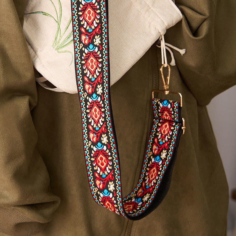 Nimara Ritual Bohemian Flower Geometric Stripes Embroidery Adjustable Handbags Crossbody Shoulder Bag Purse Straps Replacement