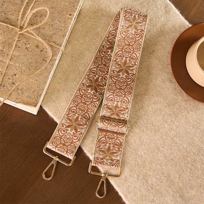 Nimara Ritual Bohemian Brown Beige Flower Geometric Embroidery Adjustable Handbags Crossbody Shoulder Bag Purse Straps Replacement