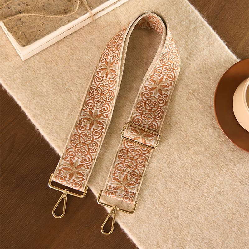 Nimara Ritual Bohemian Brown Beige Flower Geometric Embroidery Adjustable Handbags Crossbody Shoulder Bag Purse Straps Replacement