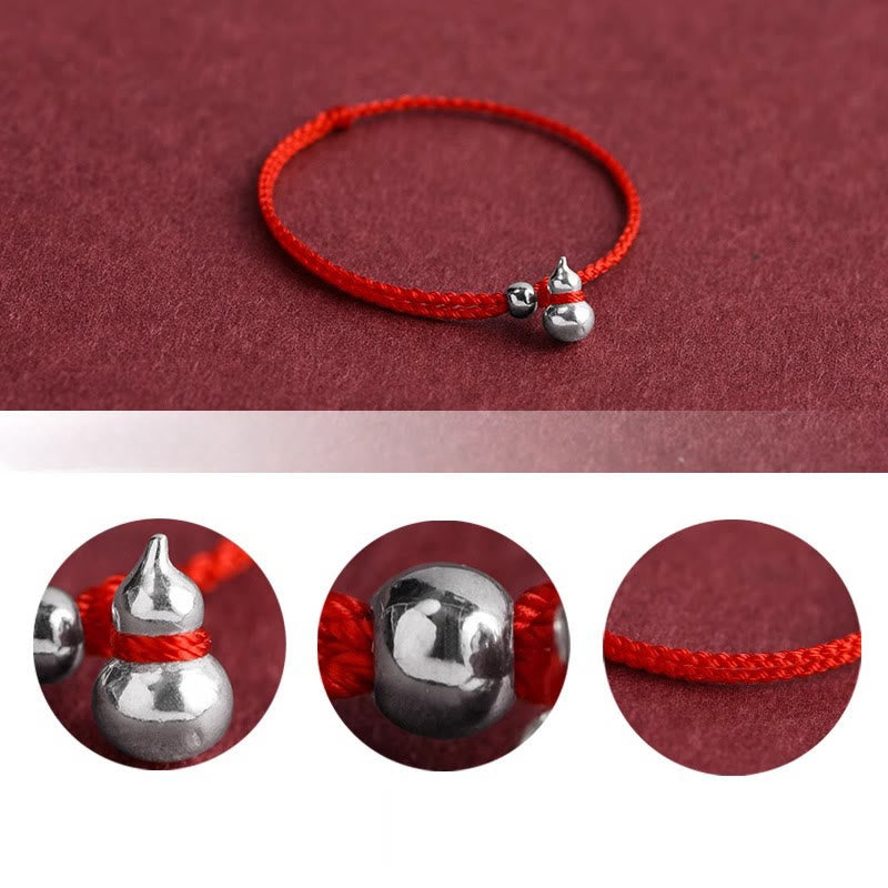 Nimara Ritual 925 Sterling Silver Gourd Lucky Fortune Charm String Connection Bracelet
