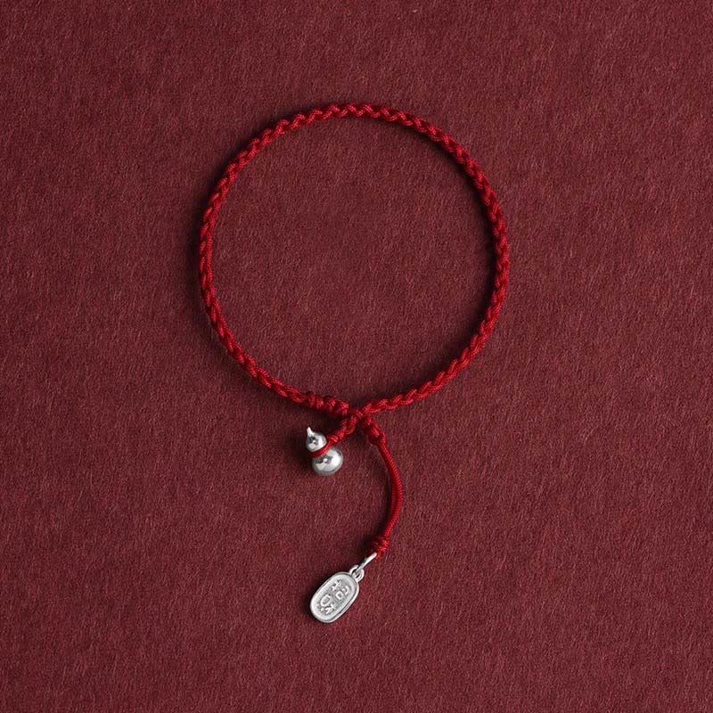 Nimara Ritual 925 Sterling Silver Gourd Lucky Fortune Charm String Connection Bracelet
