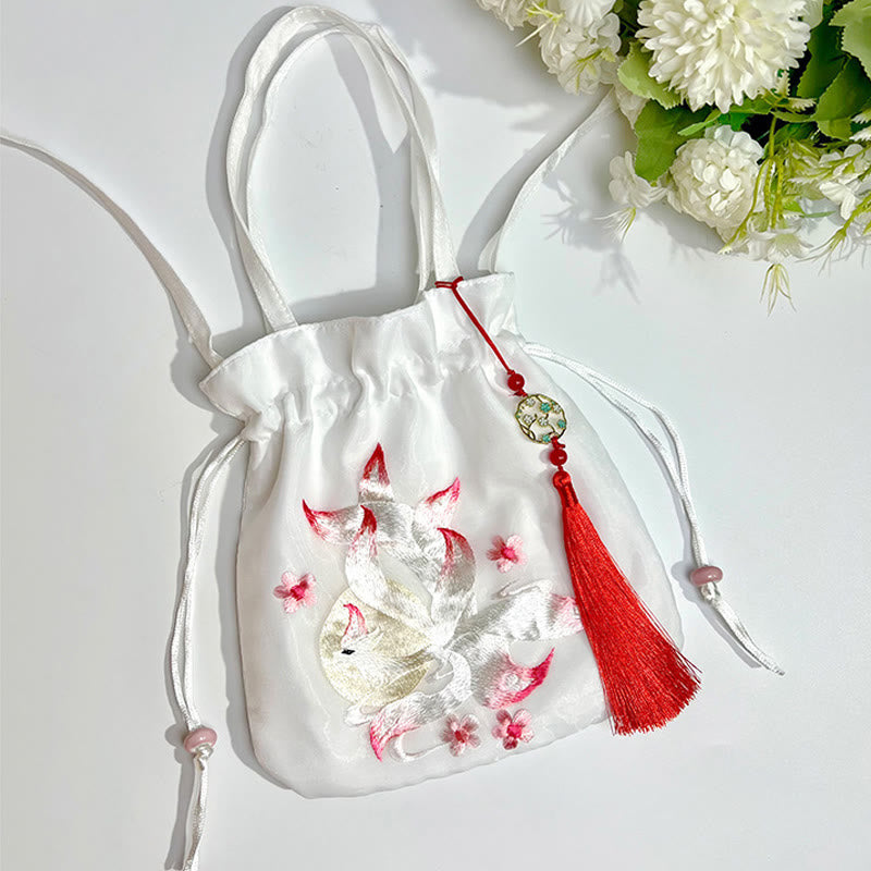 Nimara Ritual Suzhou Embroidery Lotus Deer Epiphyllum Peony Rabbit Cotton Linen Tote Crossbody Bag Shoulder Bag Handbag