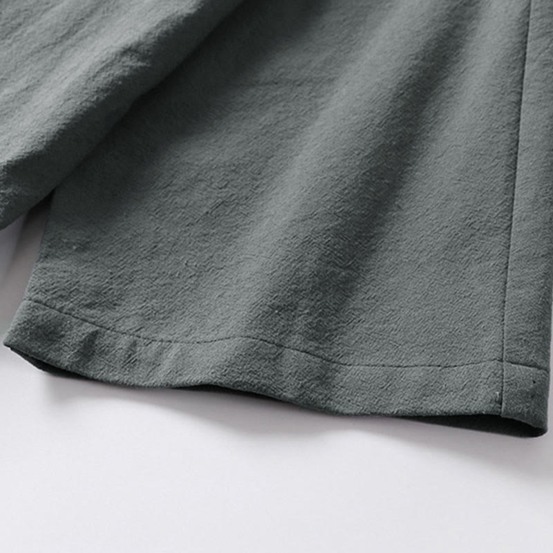 Nimara Ritual Plain Lace-up Cotton Linen Men's Three Quarter Sleeve Kimono