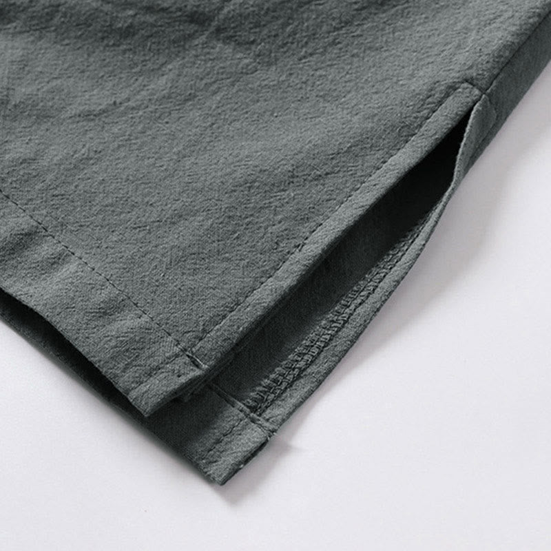Nimara Ritual Plain Lace-up Cotton Linen Men's Three Quarter Sleeve Kimono