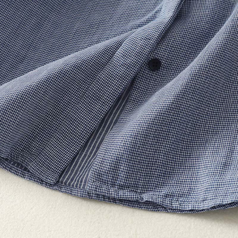 Nimara Ritual Fall Blue Striped Color Blocking Stand Collar Buttons Down Design Women's Long Sleeve Shirt