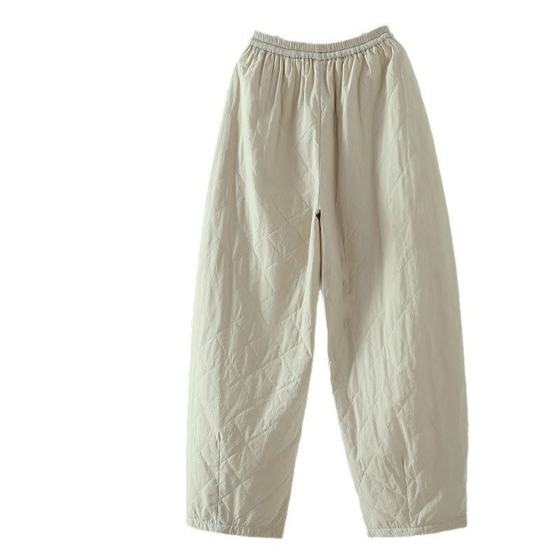 Nimara Ritual Rhombus Pattern Cotton Polyester Thick Women's Pants With Pockets