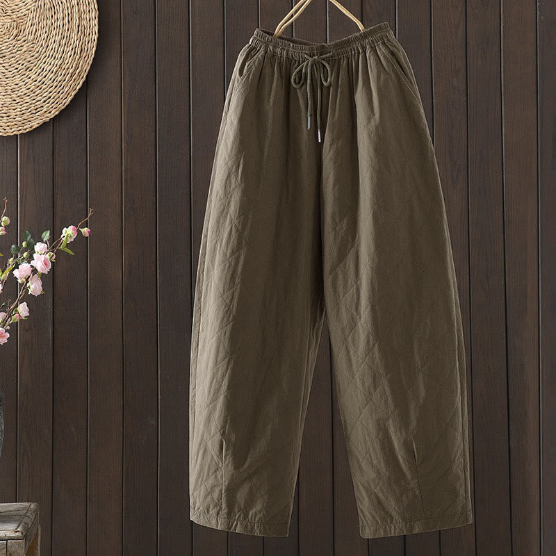 Nimara Ritual Rhombus Pattern Cotton Polyester Thick Women's Pants With Pockets