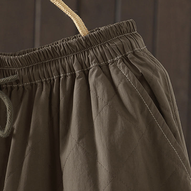 Nimara Ritual Rhombus Pattern Cotton Polyester Thick Women's Pants With Pockets