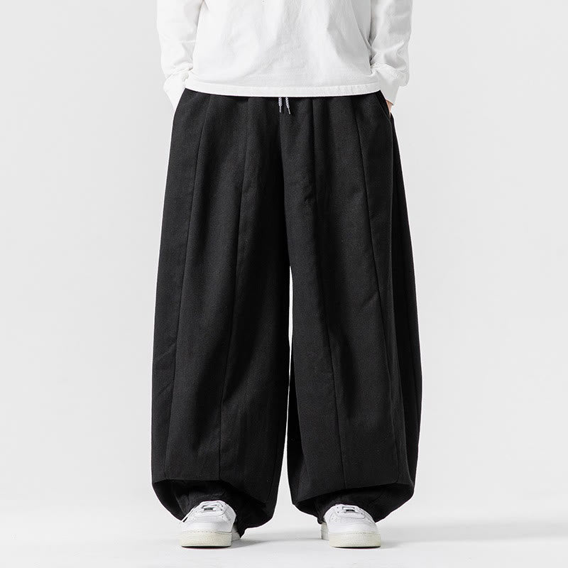 Nimara Ritual Fall Solid Color Cotton Elastic Waist Men's Harem Pants With Pockets