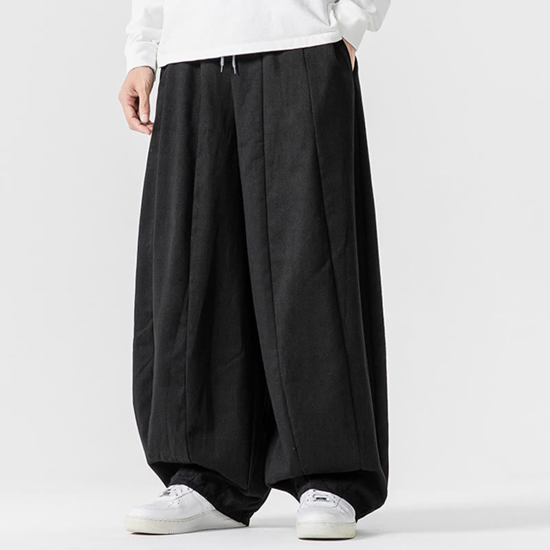 Nimara Ritual Fall Solid Color Cotton Elastic Waist Men's Harem Pants With Pockets