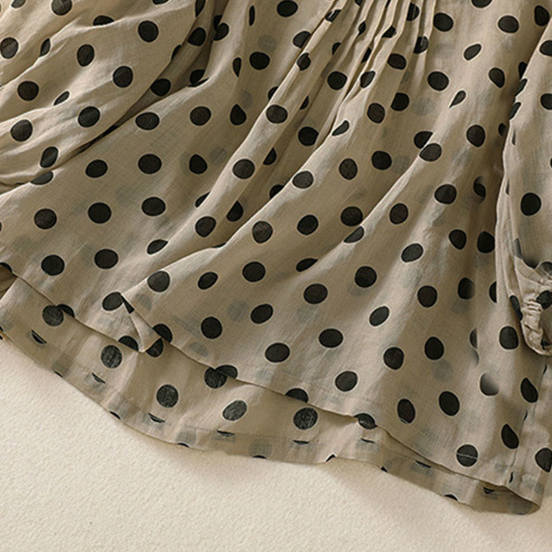 Nimara Ritual Fall Round Neck Polka Dots Long Sleeve Women's Polyester Shirt