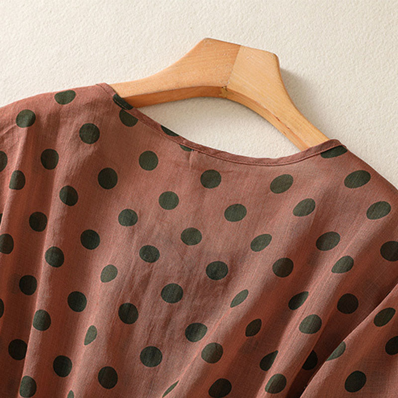 Nimara Ritual Fall Round Neck Polka Dots Long Sleeve Women's Polyester Shirt