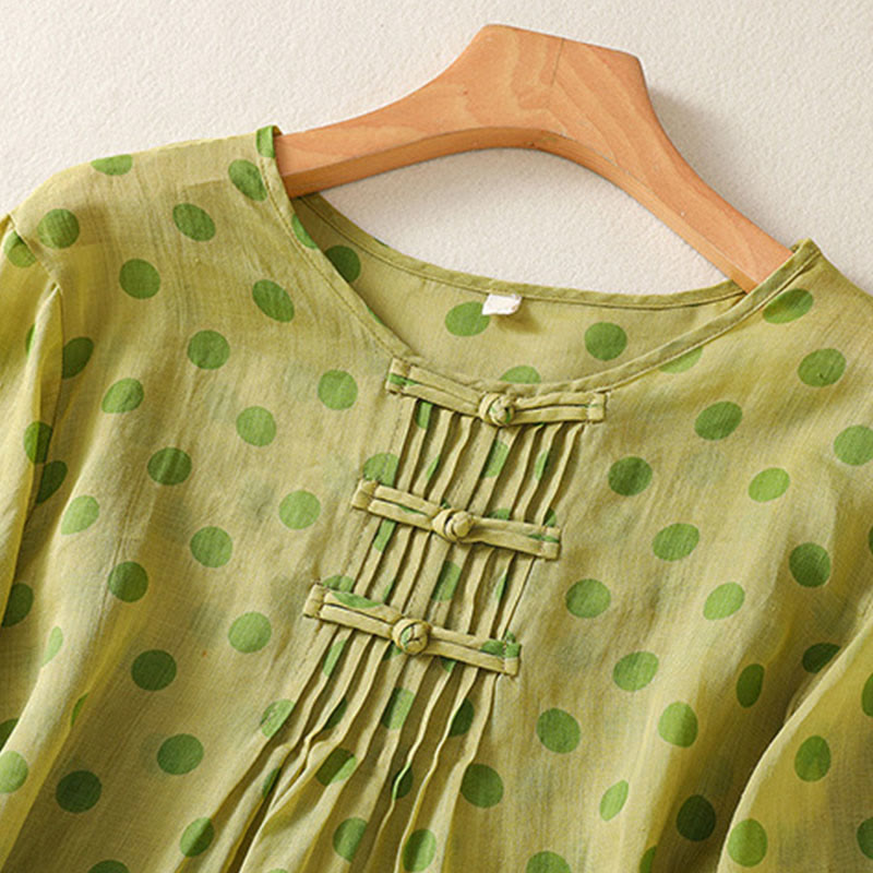 Nimara Ritual Fall Round Neck Polka Dots Long Sleeve Women's Polyester Shirt