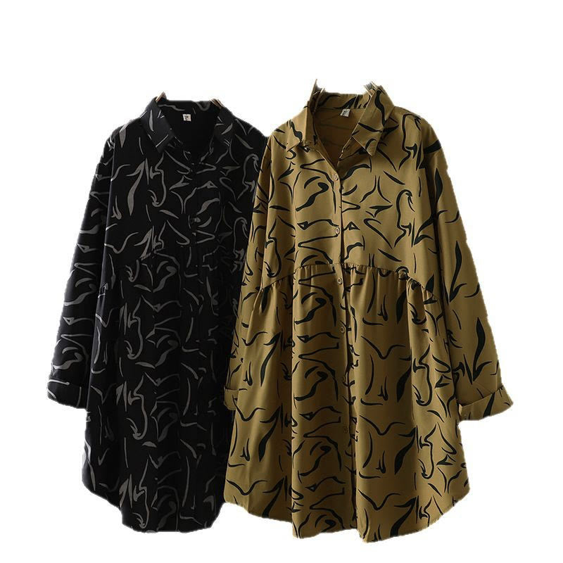 Nimara Ritual Spring Fall Stand Collar Line Pattern Long Sleeve Women's Shirt