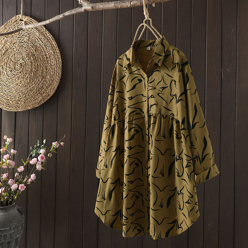 Nimara Ritual Spring Fall Stand Collar Line Pattern Long Sleeve Women's Shirt