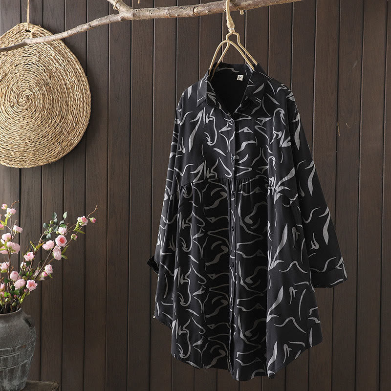 Nimara Ritual Spring Fall Stand Collar Line Pattern Long Sleeve Women's Shirt