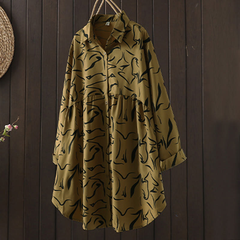 Nimara Ritual Spring Fall Stand Collar Line Pattern Long Sleeve Women's Shirt