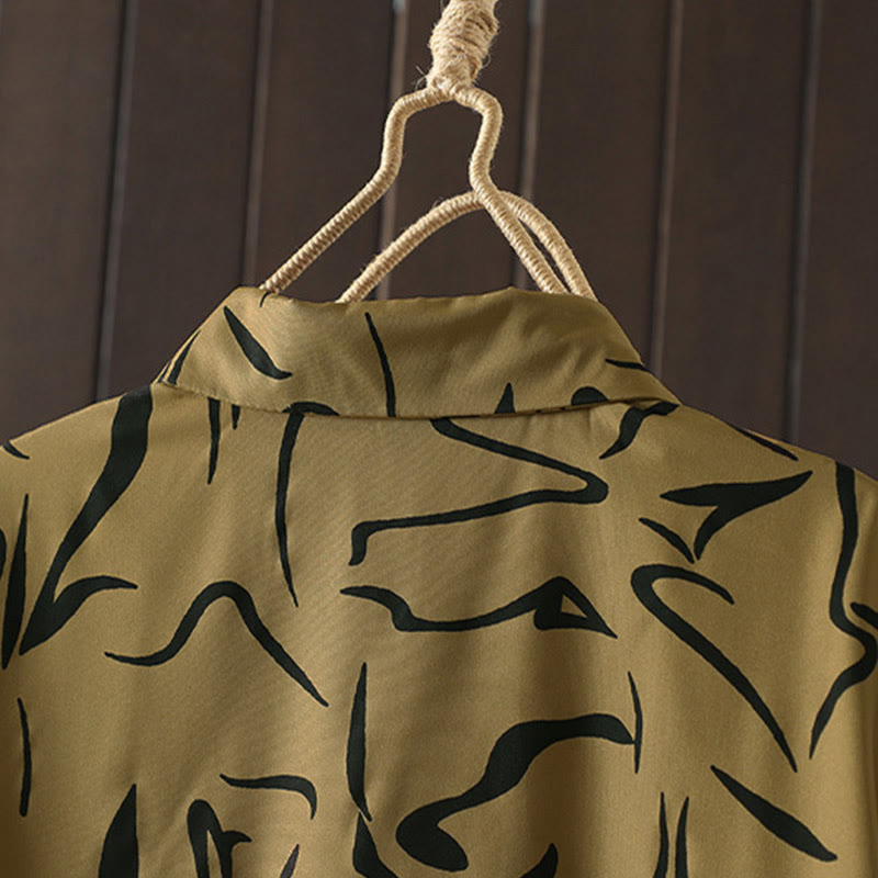 Nimara Ritual Spring Fall Stand Collar Line Pattern Long Sleeve Women's Shirt