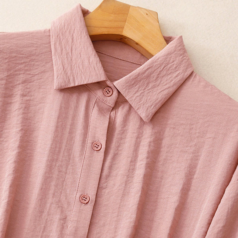 Nimara Ritual Spring Fall Stand Collar Plain Long Sleeve Women's Cotton Polyester Shirt