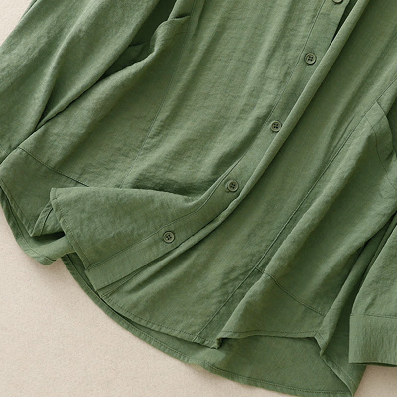 Nimara Ritual Spring Fall Stand Collar Plain Long Sleeve Women's Cotton Polyester Shirt