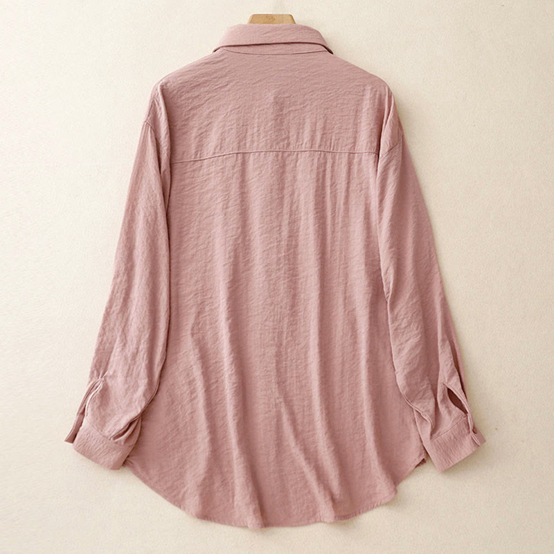 Nimara Ritual Spring Fall Stand Collar Plain Long Sleeve Women's Cotton Polyester Shirt