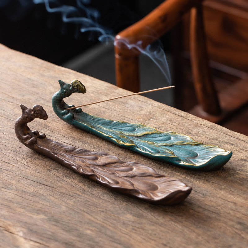 Nimara Ritual Peacock Shape Fortune Home Decoration Incense Burner
