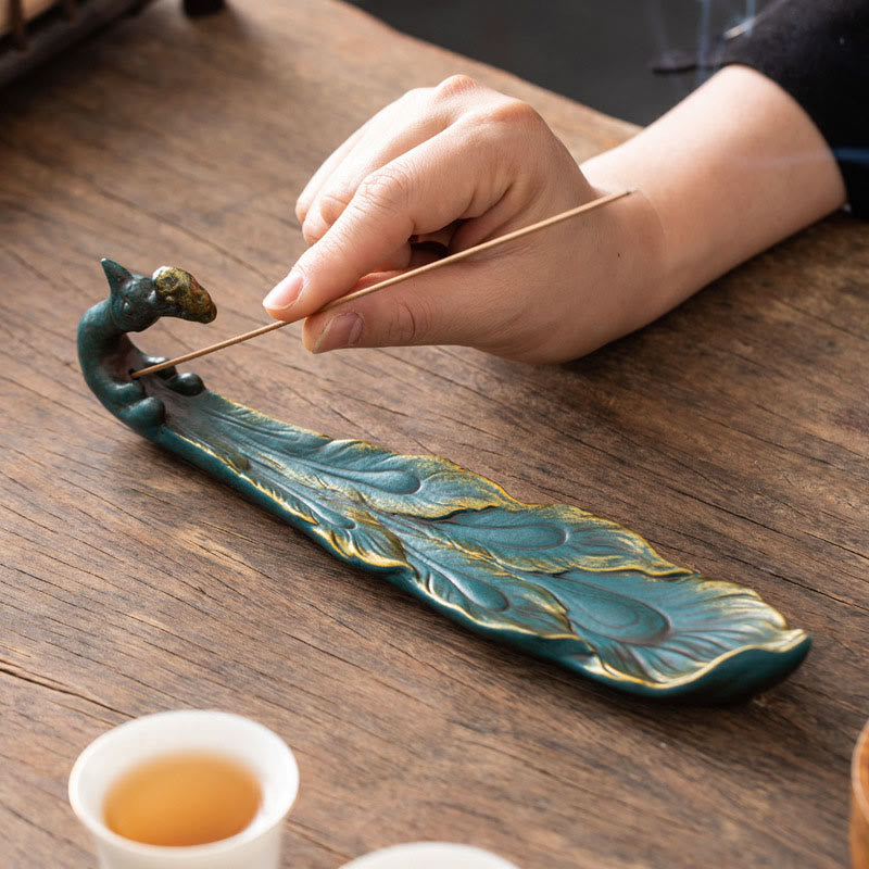 Nimara Ritual Peacock Shape Fortune Home Decoration Incense Burner
