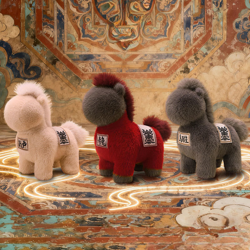 Nimara Ritual Year Of The Horse Embroidered Saddle Pad Plush Doll Home Decoration