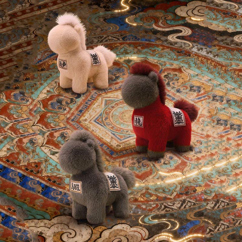 Nimara Ritual Year Of The Horse Embroidered Saddle Pad Plush Doll Home Decoration