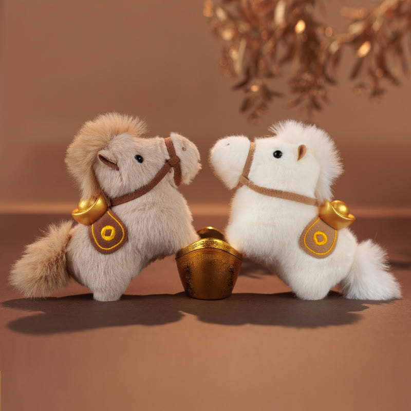 Nimara Ritual Year Of The Horse Gold ingot Solid Color Plush Pony Hanging Decoration