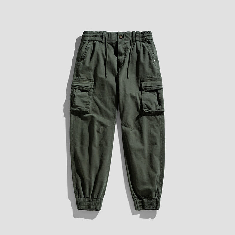 Nimara Ritual Summer Cotton Elastic Cuffs Tapered Men's Pants With Pockets
