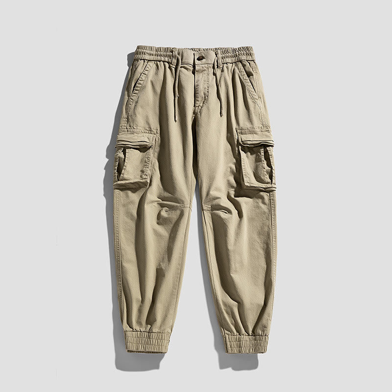 Nimara Ritual Summer Cotton Elastic Cuffs Tapered Men's Pants With Pockets