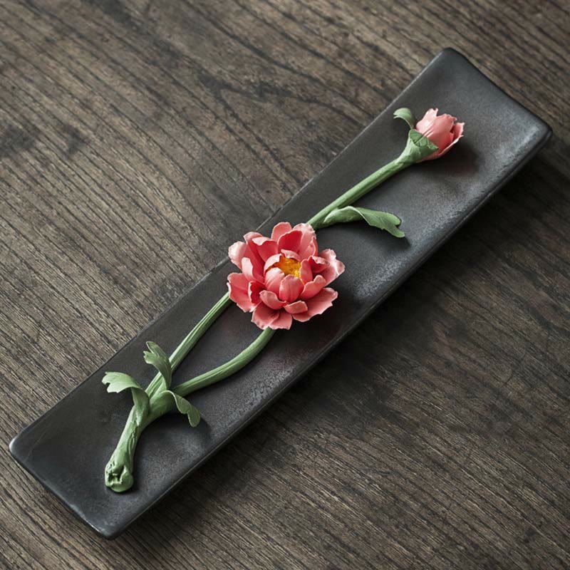 Nimara Ritual Lotus Peony Rose Flower Ceramic Spiritual Incense Burner