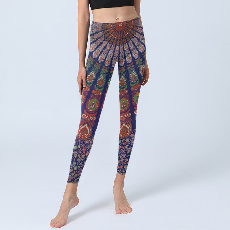 Nimara Ritual Exquisite Flower Paisley Pattern Gym Leggings Women's Yoga Pants