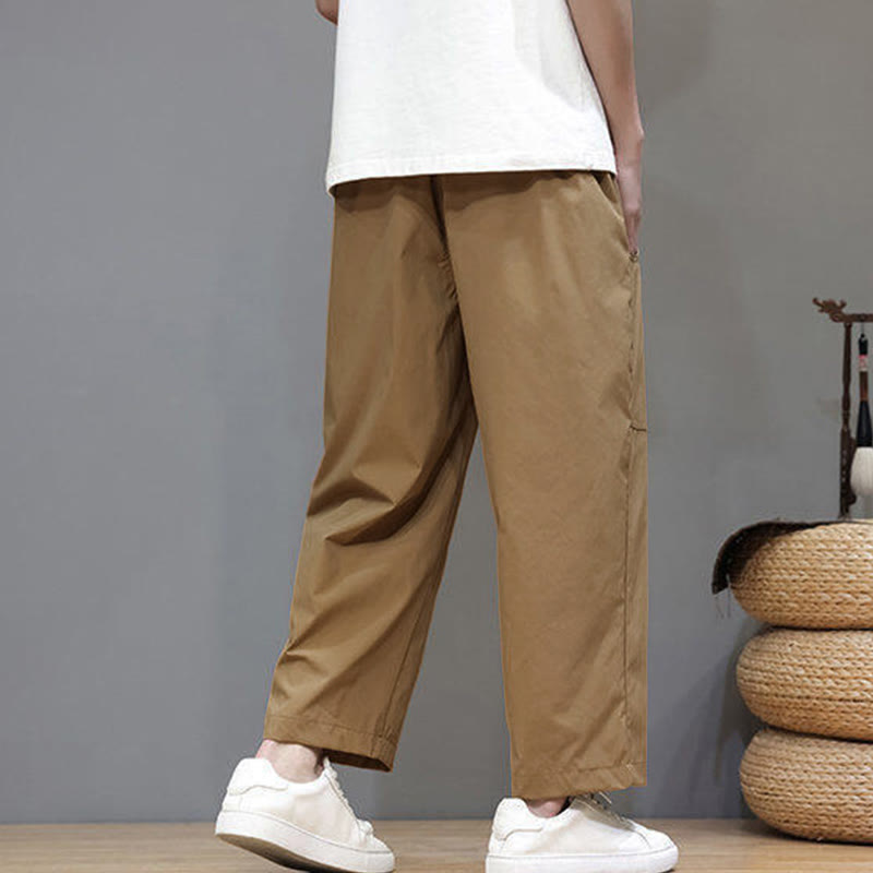 Nimara Ritual Summer Solid Color Drawstring Straight Leg 7-8 Length Men's Pants With Pockets