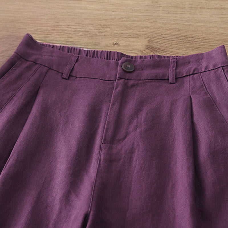 Nimara Ritual Women's Fall Commute Solid Color Zipper Design Cotton Wide Leg Pants With Pockets
