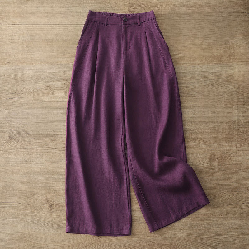 Nimara Ritual Women's Fall Commute Solid Color Zipper Design Cotton Wide Leg Pants With Pockets