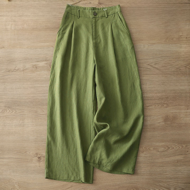 Nimara Ritual Women's Fall Commute Solid Color Zipper Design Cotton Wide Leg Pants With Pockets