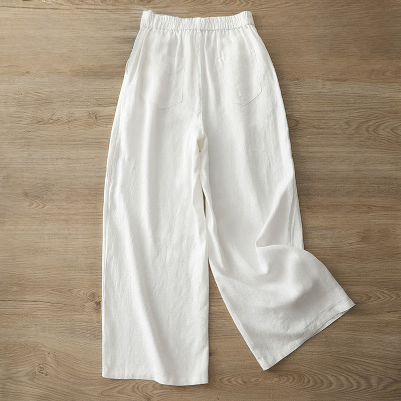 Nimara Ritual Women's Fall Commute Solid Color Zipper Design Cotton Wide Leg Pants With Pockets