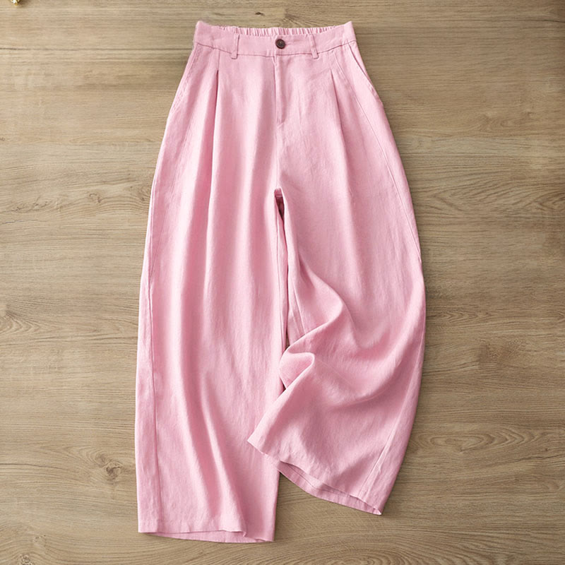 Nimara Ritual Women's Fall Commute Solid Color Zipper Design Cotton Wide Leg Pants With Pockets
