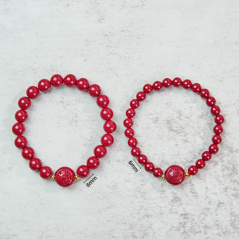 Nimara Ritual Chinese Zodiac Year Of The Horse Carved Cinnabar Peaceful Blessing Bracelet