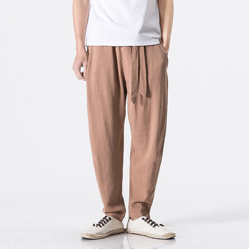 Nimara Ritual Commute Solid Color Simple Design Men's Harem Cotton Pants With Pockets