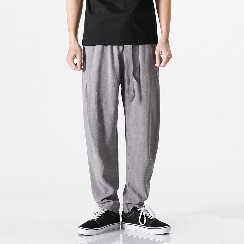 Nimara Ritual Commute Solid Color Simple Design Men's Harem Cotton Pants With Pockets